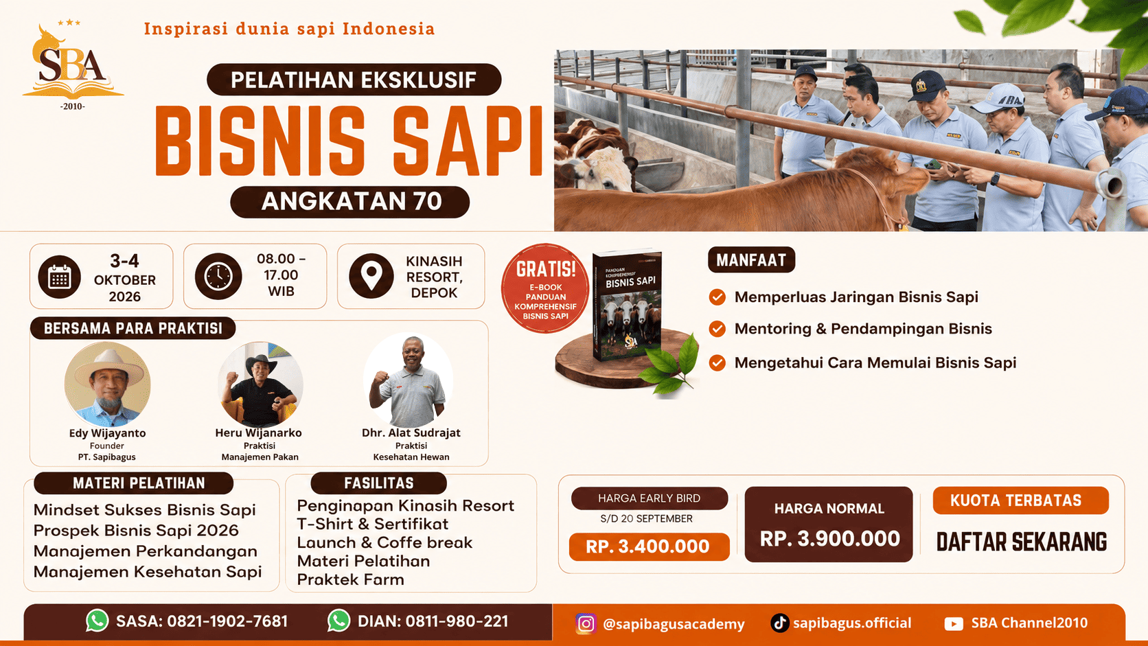 Pelatihan bisnis sapi angkatan 70